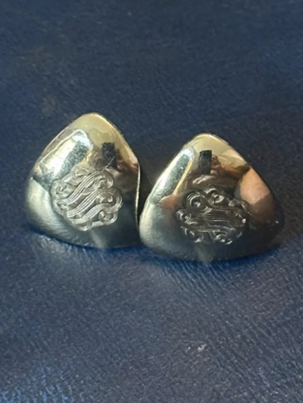 Silver-Tone Monogram Triangular Cuff Links - Classic Men's Accessory